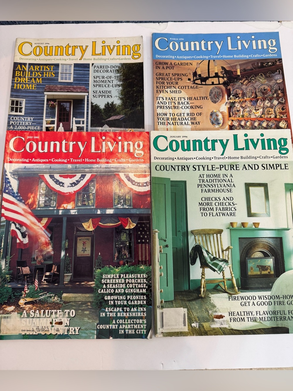 4 VTG Country Living Magazines 1990’s